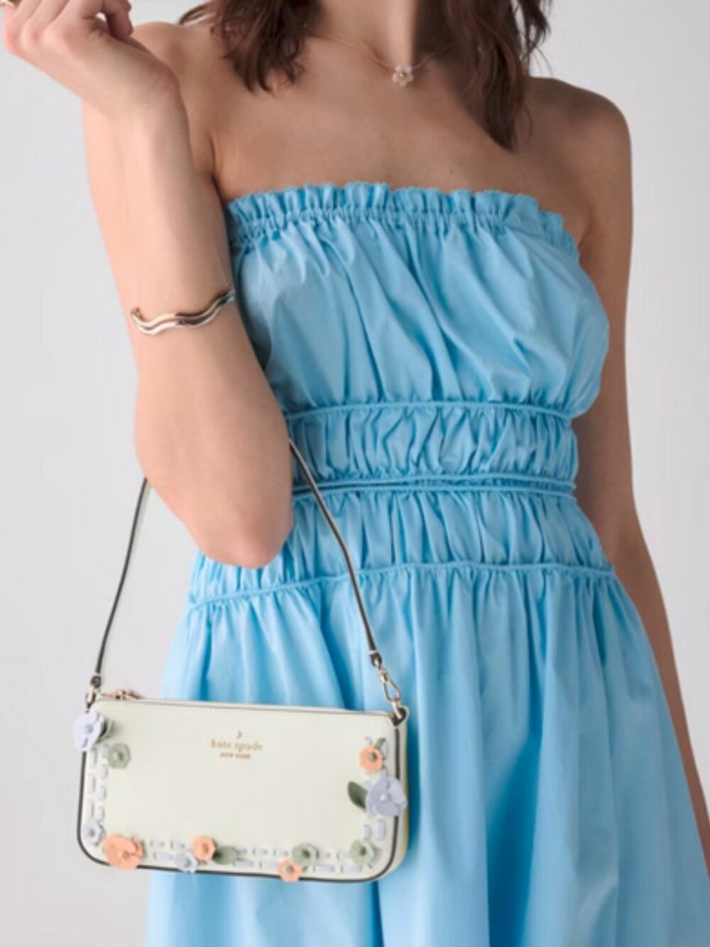 Kate Spade Gemini Floral Mini Bag Clutch Wristlet Shoulder Meringue Multi KO484 - Picture 4 of 7